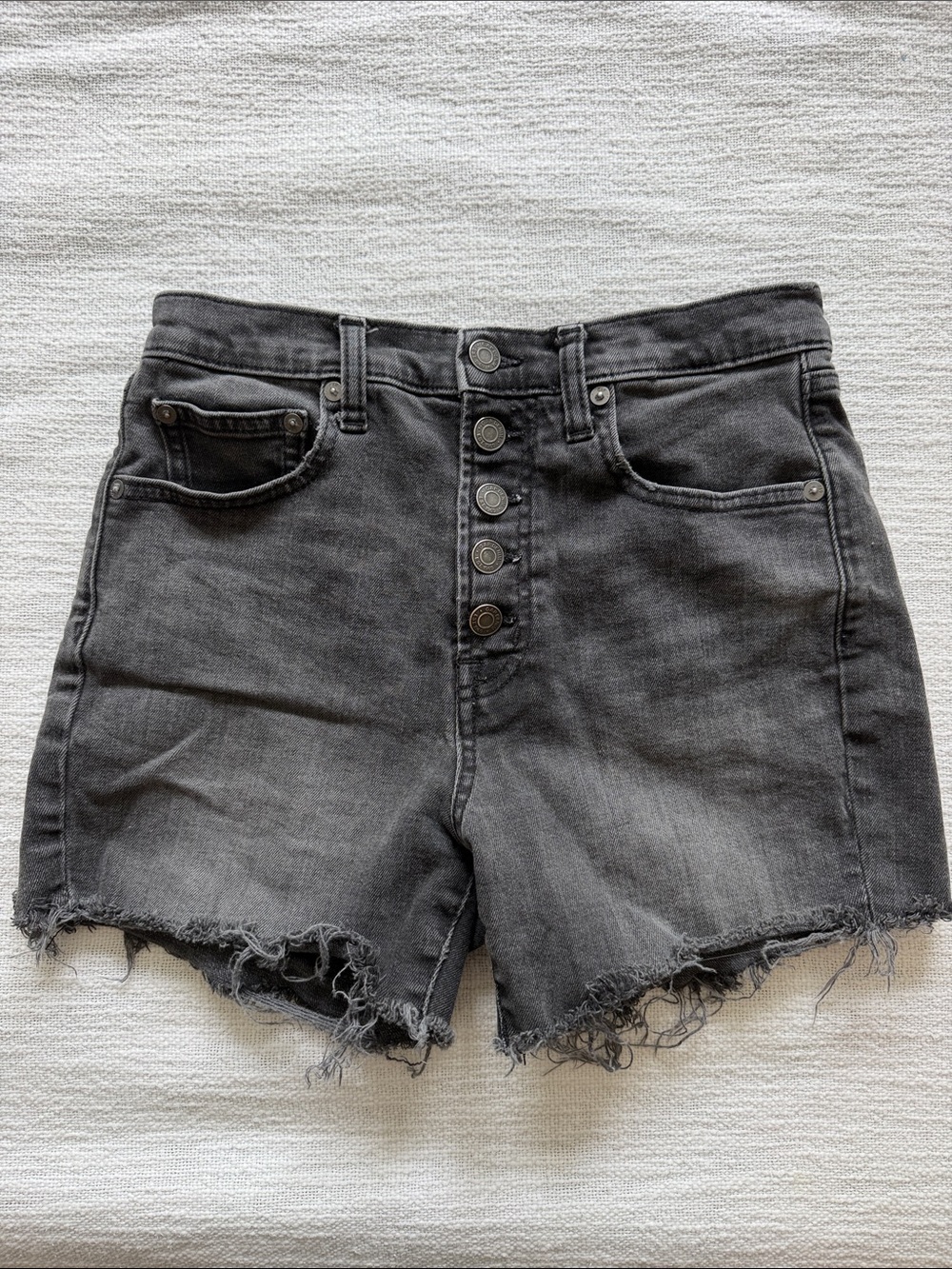 GAP Women's Black Washed Button-Fly Denim Shorts